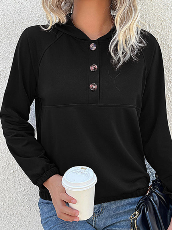 Blue Zone Planet | long-sleeved solid color hooded sweater BLUE ZONE PLANET