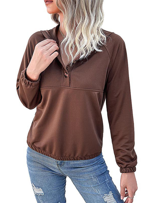 Blue Zone Planet | long-sleeved solid color hooded sweater BLUE ZONE PLANET