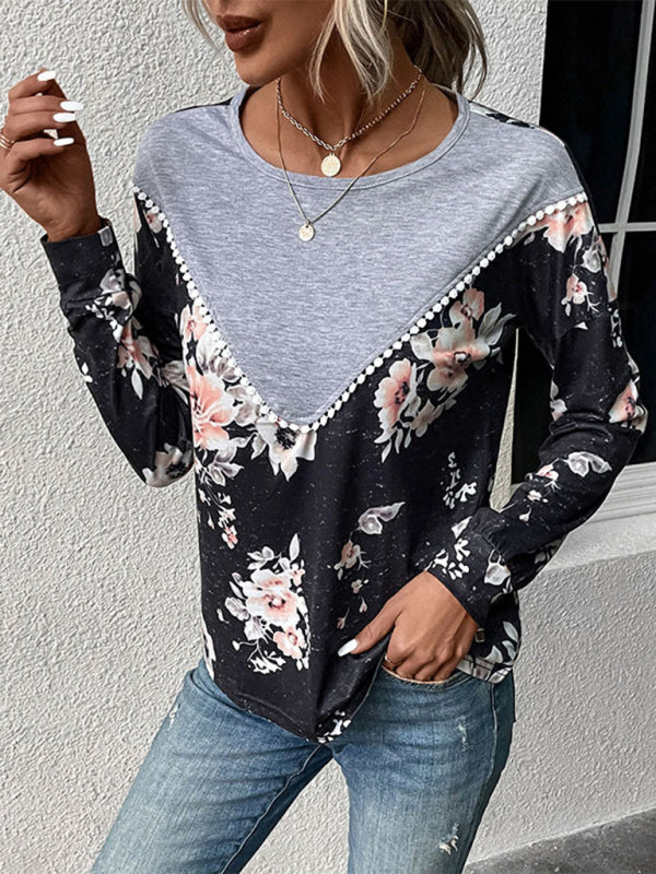 Blue Zone Planet |  long-sleeved color block sweater thin sweater T-shirt BLUE ZONE PLANET