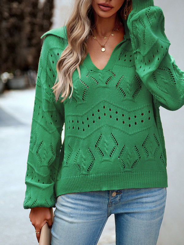 Blue Zone Planet | POLO Neck Long Sleeve Knit Top BLUE ZONE PLANET