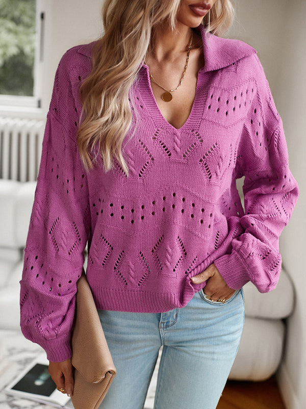 Blue Zone Planet | POLO Neck Long Sleeve Knit Top BLUE ZONE PLANET
