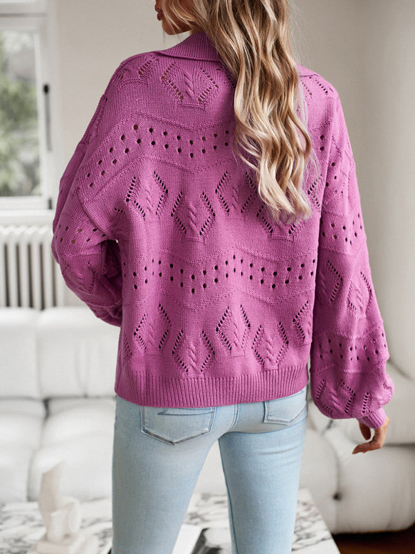 Blue Zone Planet | POLO Neck Long Sleeve Knit Top BLUE ZONE PLANET