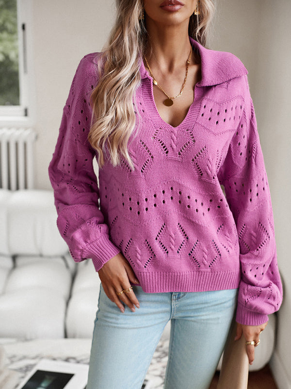 Blue Zone Planet | POLO Neck Long Sleeve Knit Top BLUE ZONE PLANET