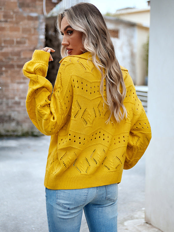 Blue Zone Planet | POLO Neck Long Sleeve Knit Top BLUE ZONE PLANET