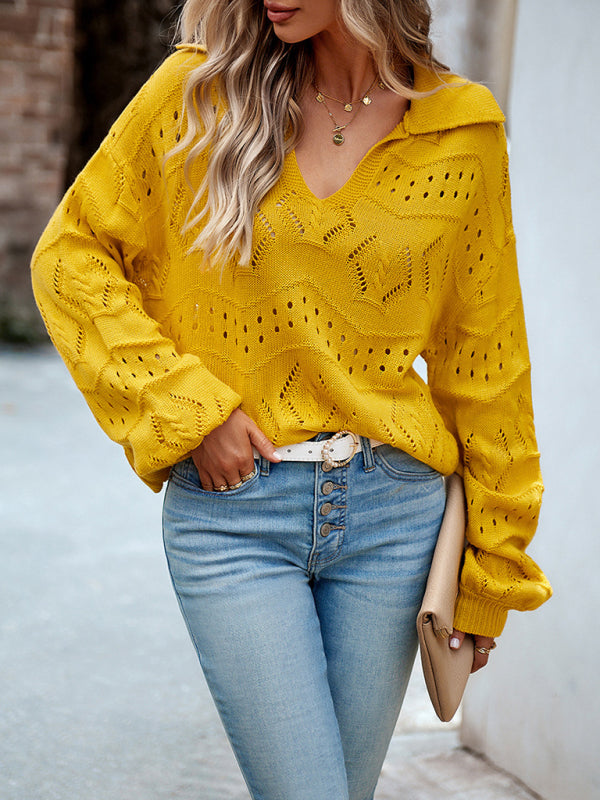 Blue Zone Planet | POLO Neck Long Sleeve Knit Top BLUE ZONE PLANET