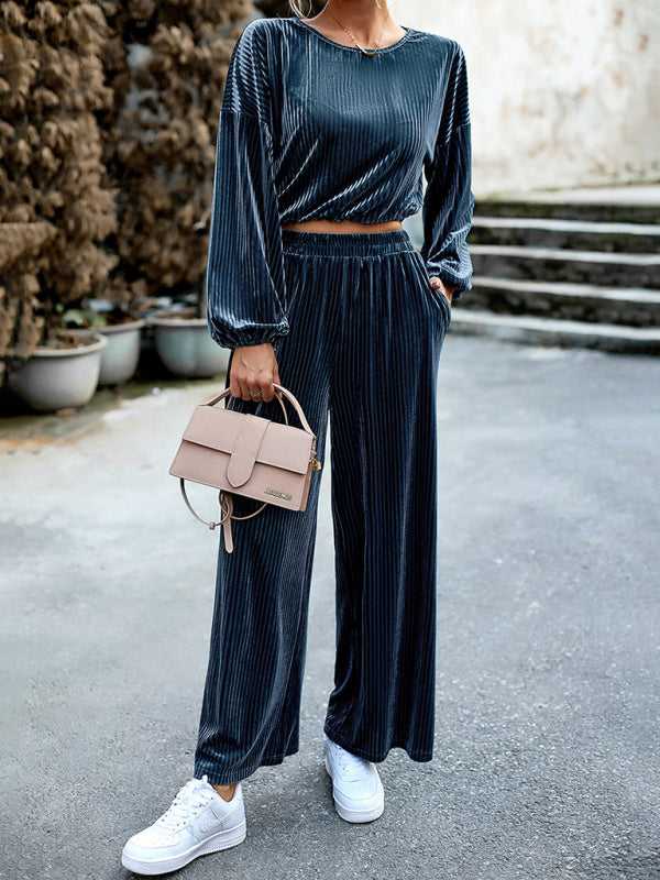 Blue Zone Planet | velvet suit two-piece set BLUE ZONE PLANET