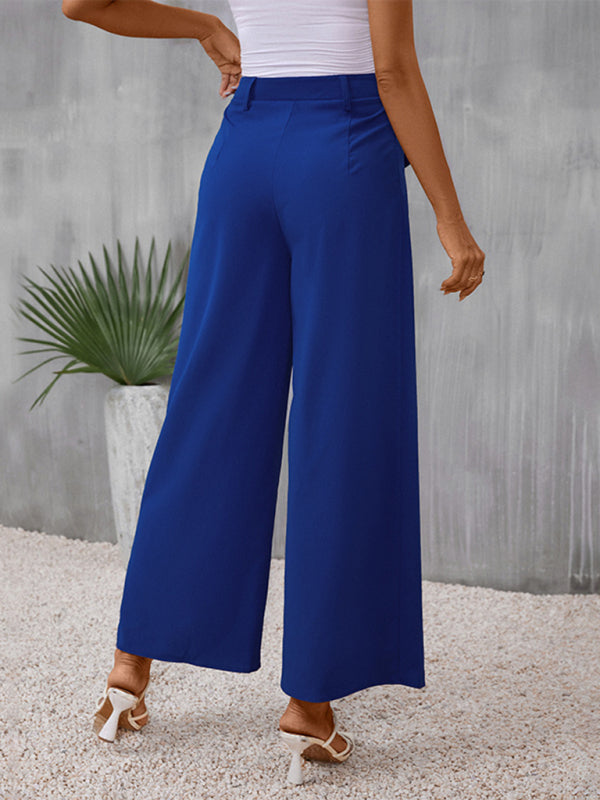 Blue Zone Planet | New slim fit blue wide-leg trousers kakaclo