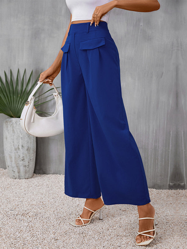 Blue Zone Planet | New slim fit blue wide-leg trousers kakaclo