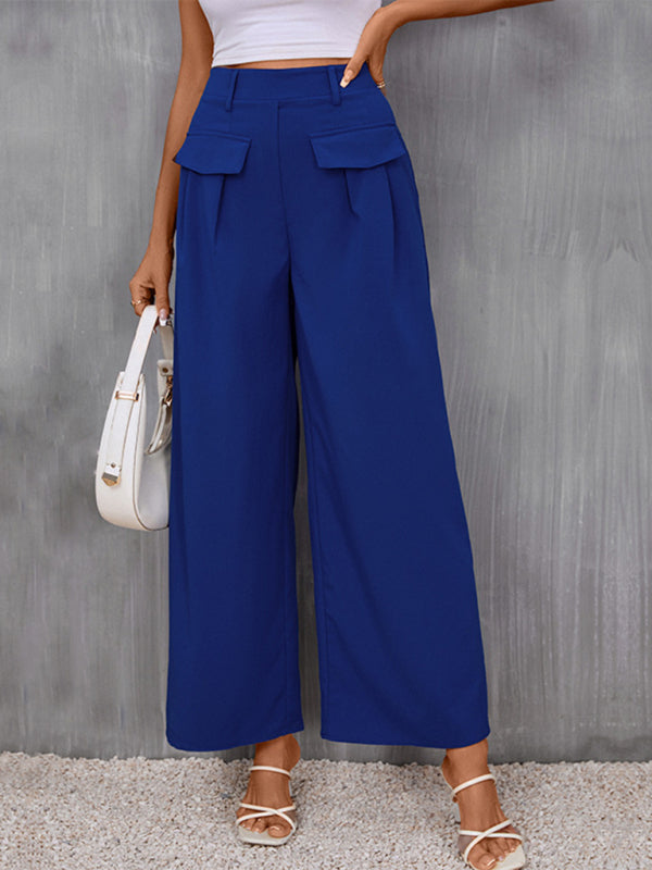 Blue Zone Planet | New slim fit blue wide-leg trousers kakaclo