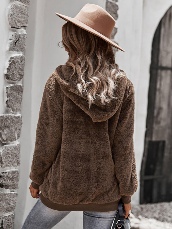 Blue Zone Planet | Fur coat warm loose solid color sweater leisure style BLUE ZONE PLANET