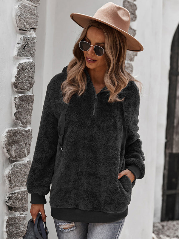 Blue Zone Planet | Fur coat warm loose solid color sweater leisure style BLUE ZONE PLANET