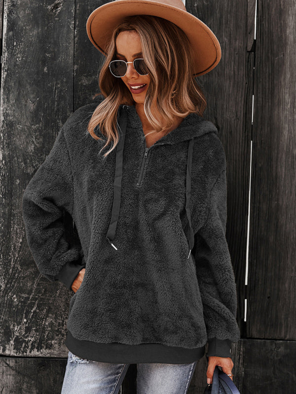 Blue Zone Planet | Fur coat warm loose solid color sweater leisure style BLUE ZONE PLANET