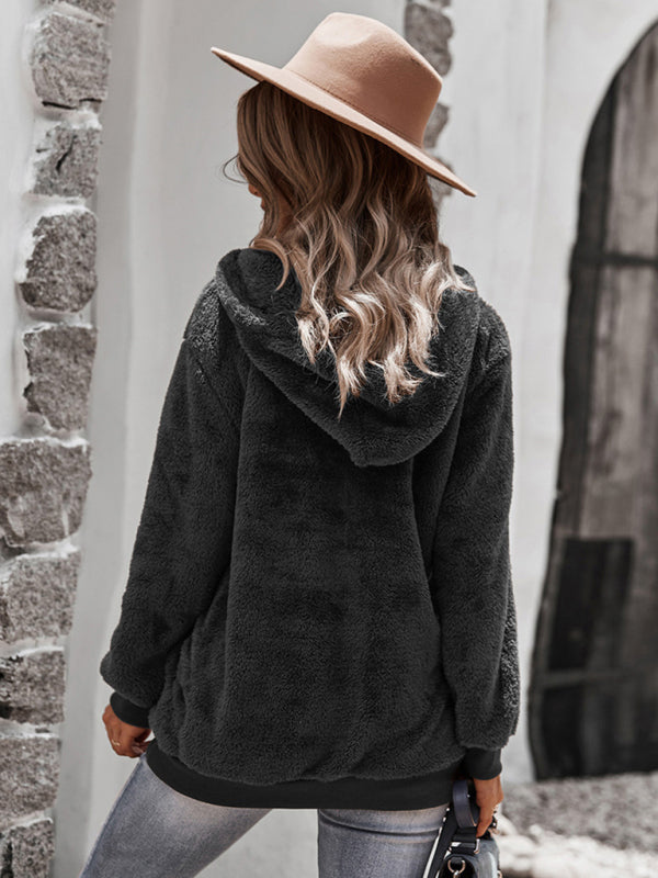 Blue Zone Planet | Fur coat warm loose solid color sweater leisure style BLUE ZONE PLANET