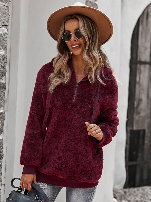Blue Zone Planet | Fur coat warm loose solid color sweater leisure style BLUE ZONE PLANET