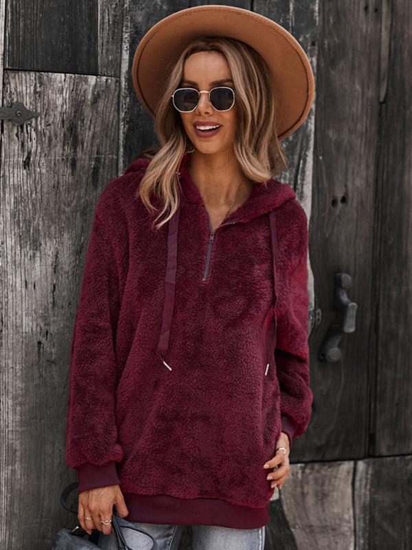 Blue Zone Planet | Fur coat warm loose solid color sweater leisure style BLUE ZONE PLANET