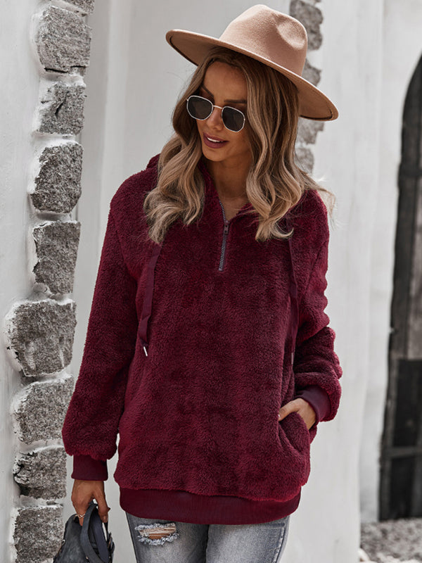 Blue Zone Planet | Fur coat warm loose solid color sweater leisure style BLUE ZONE PLANET