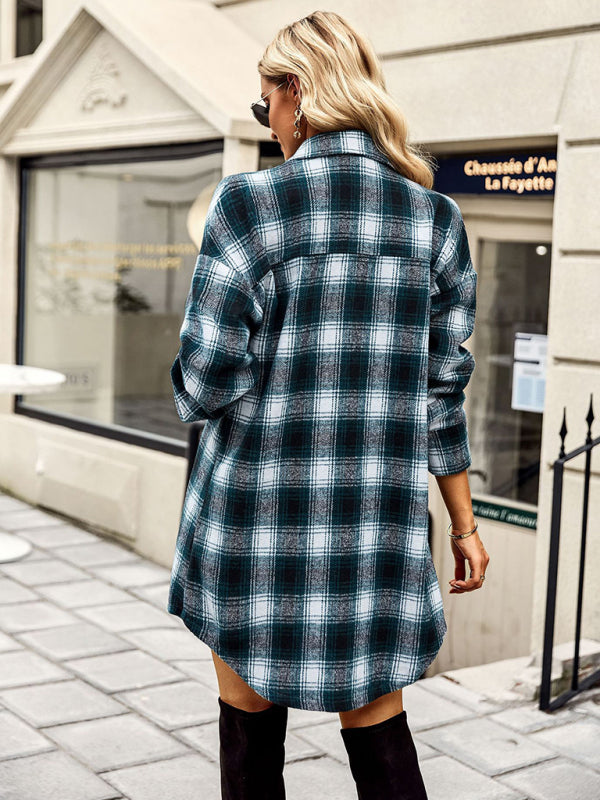 Blue Zone Planet |  Plaid Shirt Long Tops Versatile Clothing BLUE ZONE PLANET