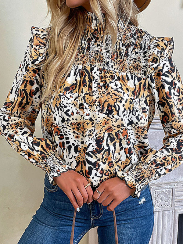 Blue Zone Planet | leopard print long-sleeved shirt BLUE ZONE PLANET