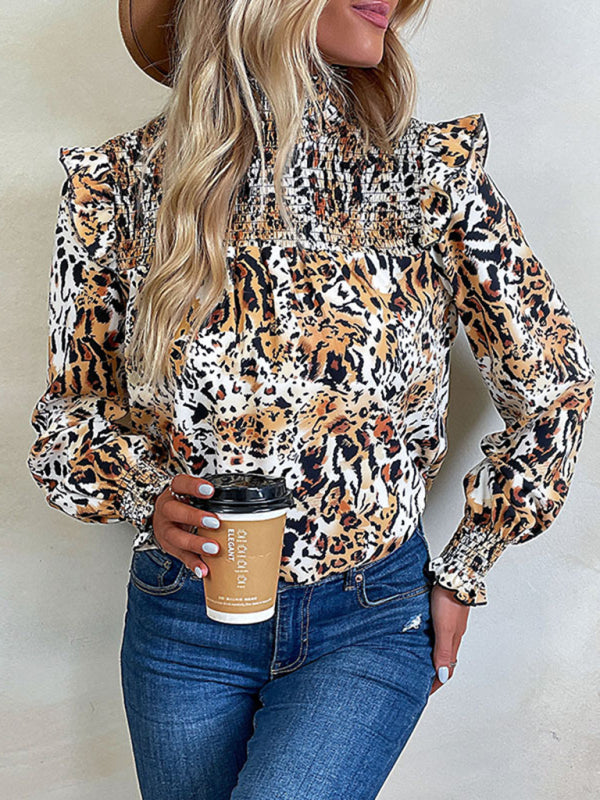 Blue Zone Planet | leopard print long-sleeved shirt BLUE ZONE PLANET