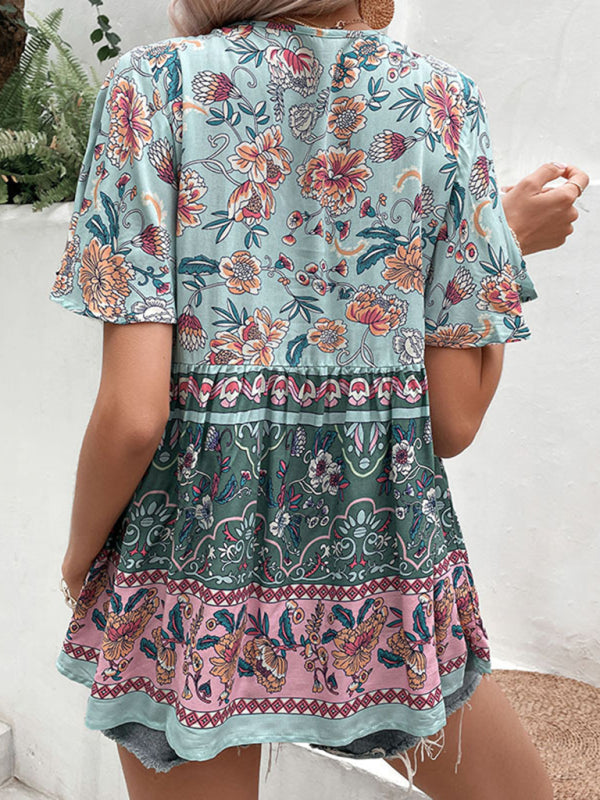 Bohemian printed ethnic style temperament shirt women BLOUSE kakaclo