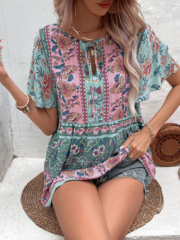 Bohemian printed ethnic style temperament shirt women BLOUSE kakaclo