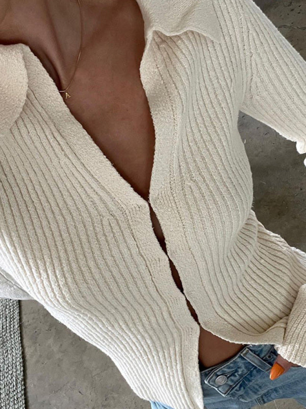 Long-sleeved top bell sleeve bottoming street sweater cardigan BLUE ZONE PLANET