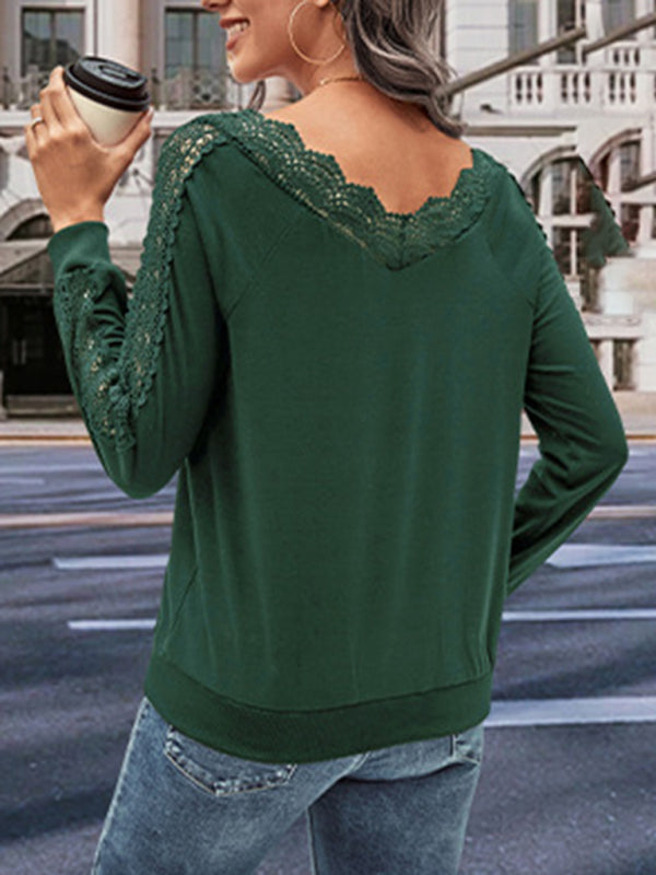 Blue Zone Planet | solid color v-neck long-sleeved sweater top BLUE ZONE PLANET