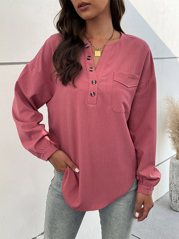 Blue Zone Planet | Ladies Long Sleeve Solid Color Shirt BLUE ZONE PLANET
