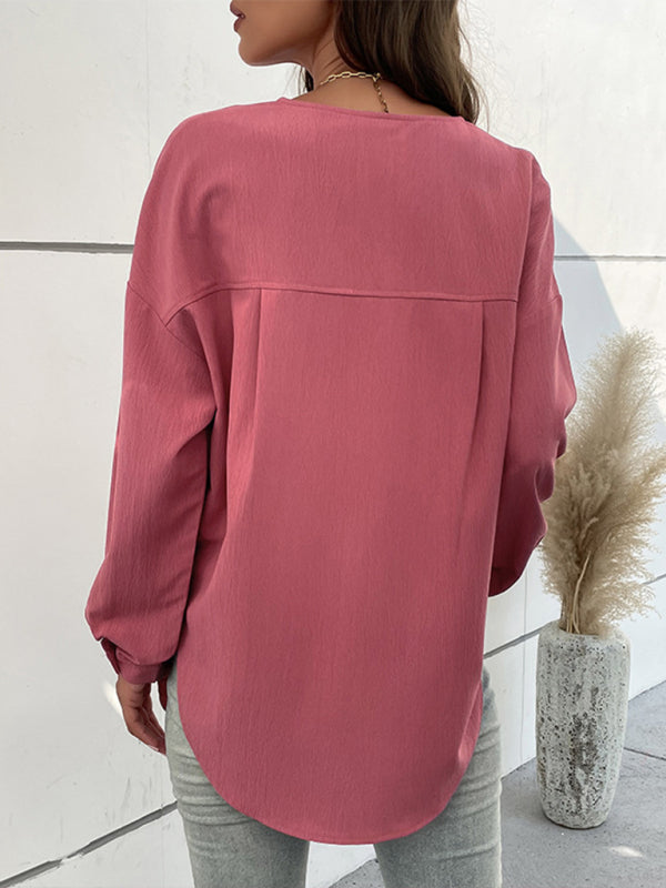 Blue Zone Planet | Ladies Long Sleeve Solid Color Shirt BLUE ZONE PLANET