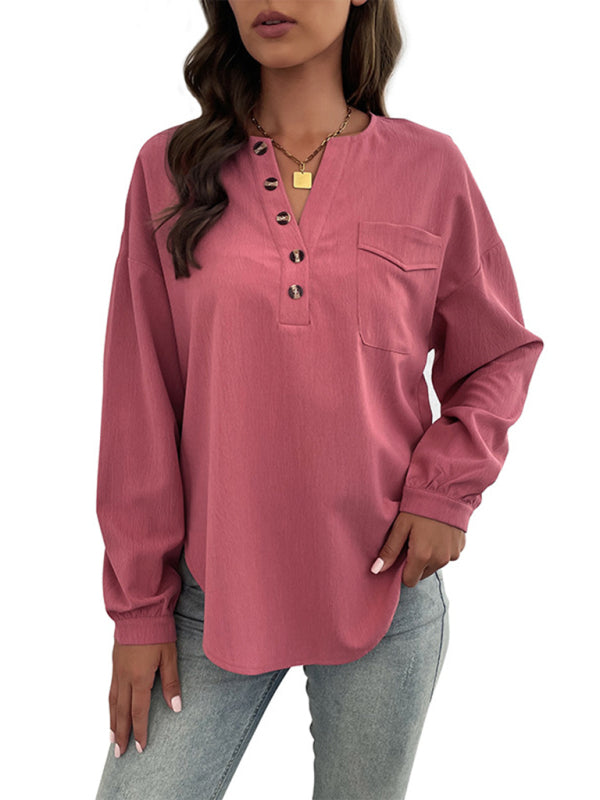 Blue Zone Planet | Ladies Long Sleeve Solid Color Shirt BLUE ZONE PLANET