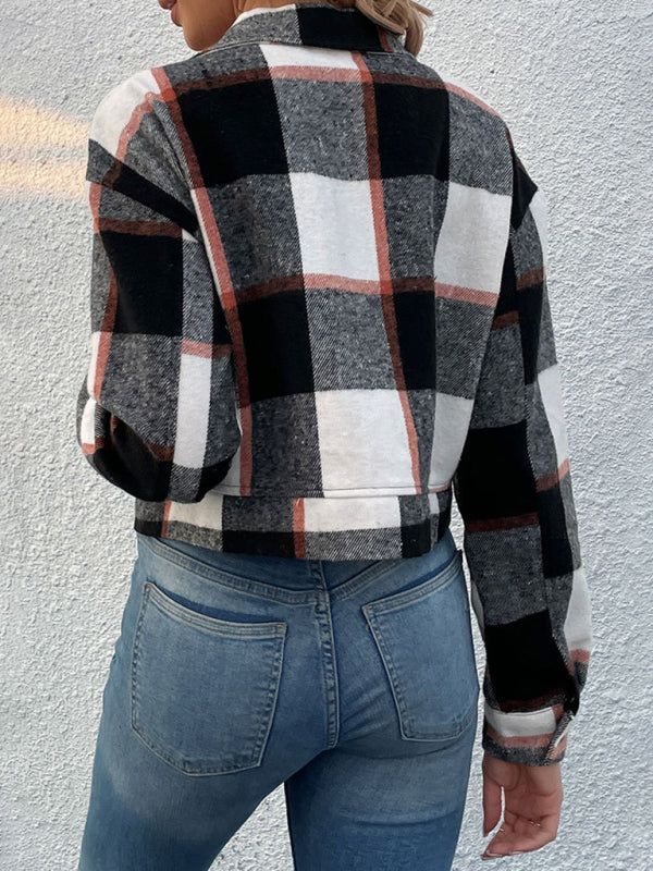 plaid cross-border long-sleeved shirt jacket BLUE ZONE PLANET