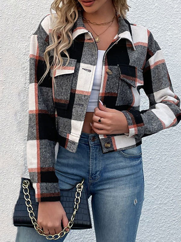 plaid cross-border long-sleeved shirt jacket BLUE ZONE PLANET