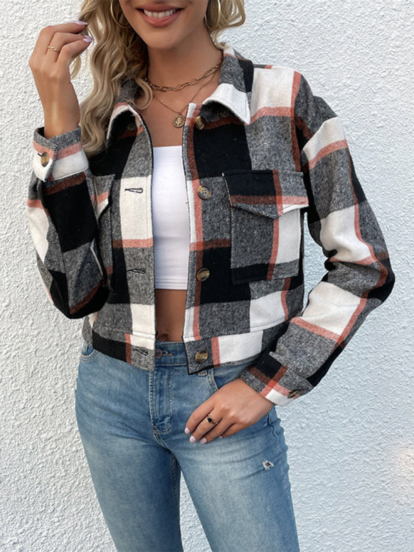 plaid cross-border long-sleeved shirt jacket BLUE ZONE PLANET