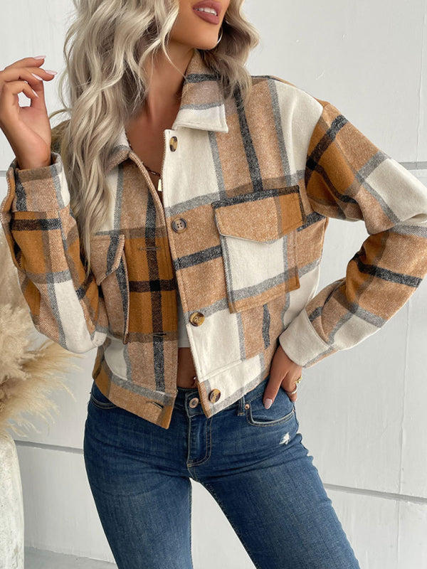 plaid cross-border long-sleeved shirt jacket BLUE ZONE PLANET