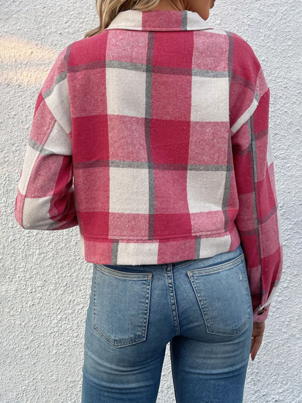 plaid cross-border long-sleeved shirt jacket BLUE ZONE PLANET