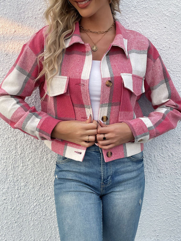 plaid cross-border long-sleeved shirt jacket BLUE ZONE PLANET