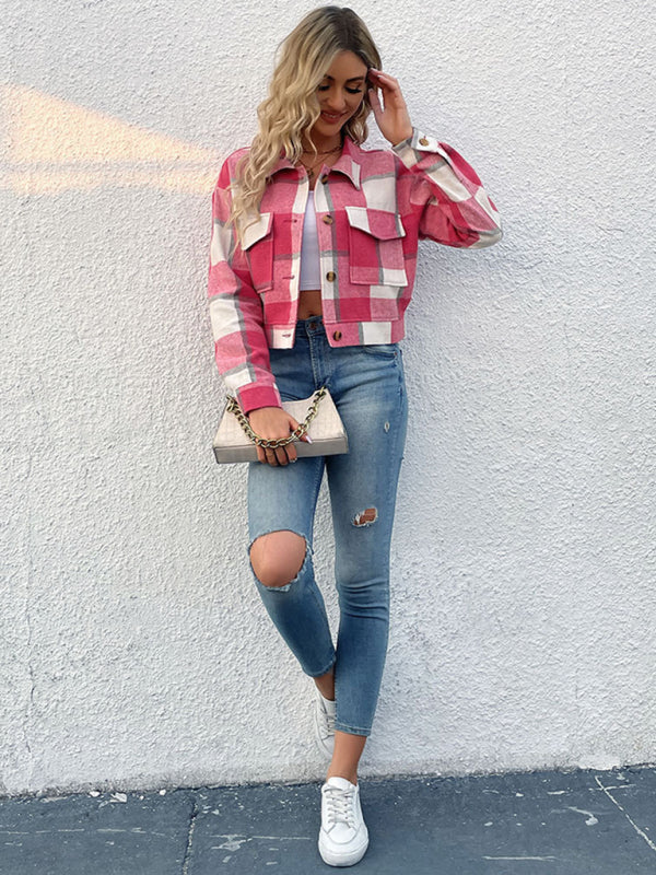 plaid cross-border long-sleeved shirt jacket BLUE ZONE PLANET