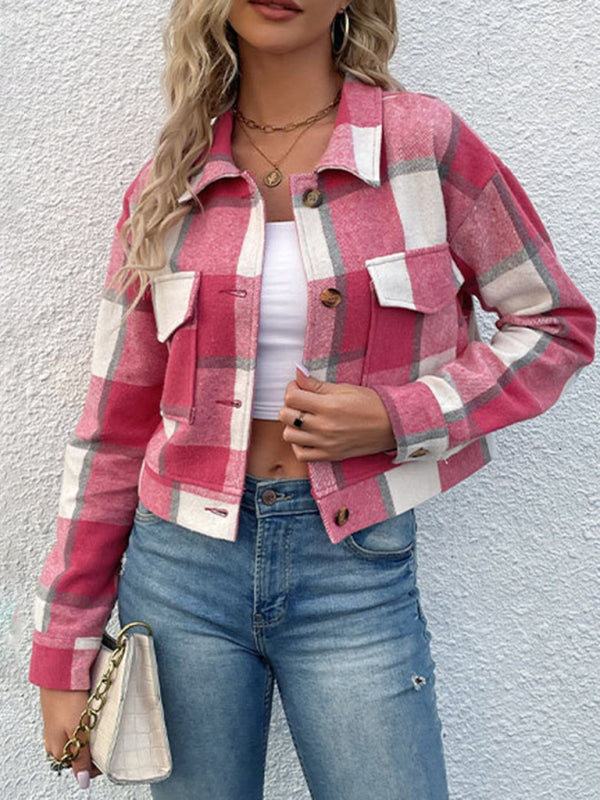 plaid cross-border long-sleeved shirt jacket BLUE ZONE PLANET