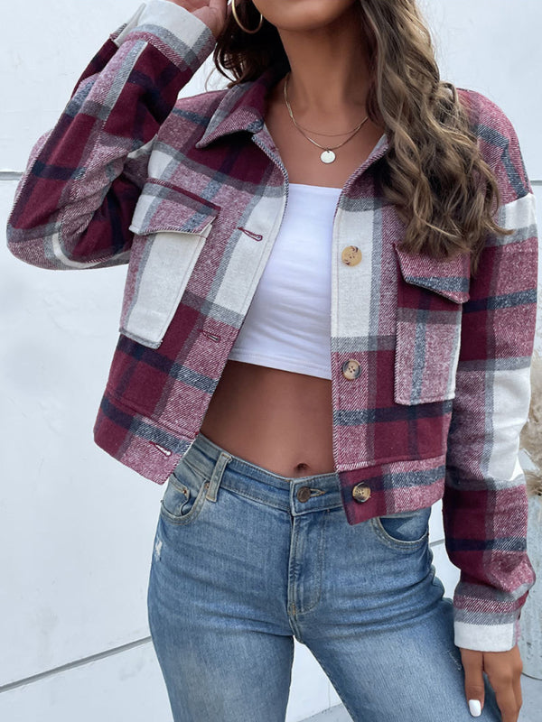 plaid cross-border long-sleeved shirt jacket BLUE ZONE PLANET