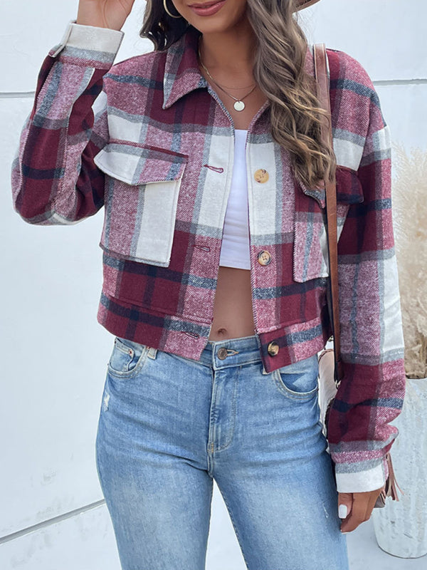 plaid cross-border long-sleeved shirt jacket BLUE ZONE PLANET