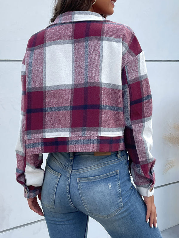 plaid cross-border long-sleeved shirt jacket BLUE ZONE PLANET