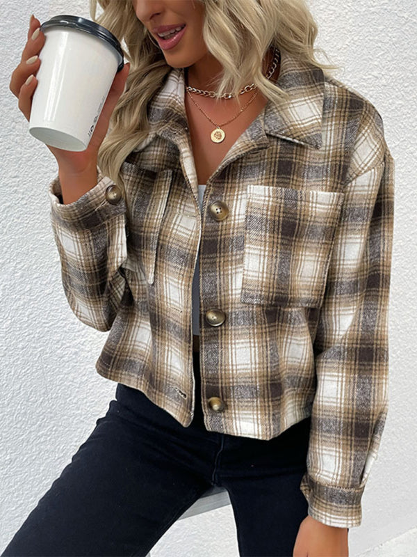 Blue Zone Planet | plaid cross-border long-sleeved shirt jacket BLUE ZONE PLANET