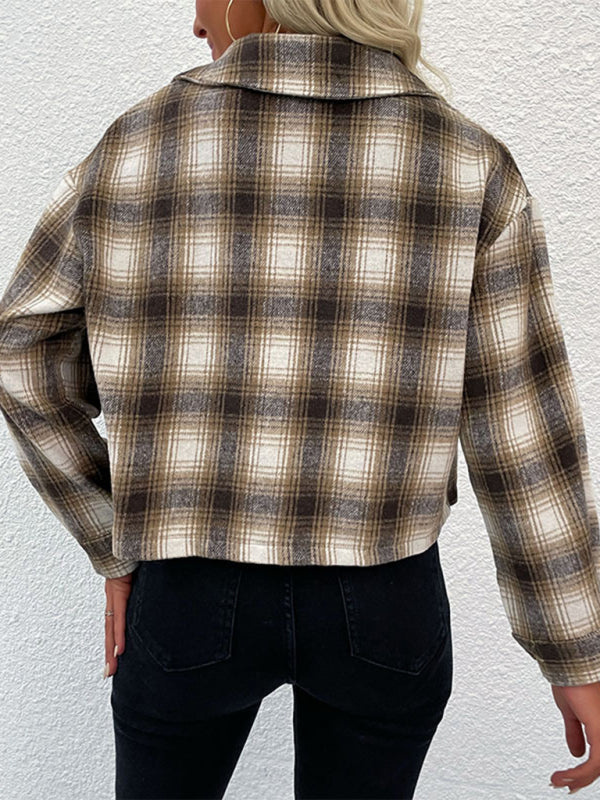 Blue Zone Planet | plaid cross-border long-sleeved shirt jacket BLUE ZONE PLANET
