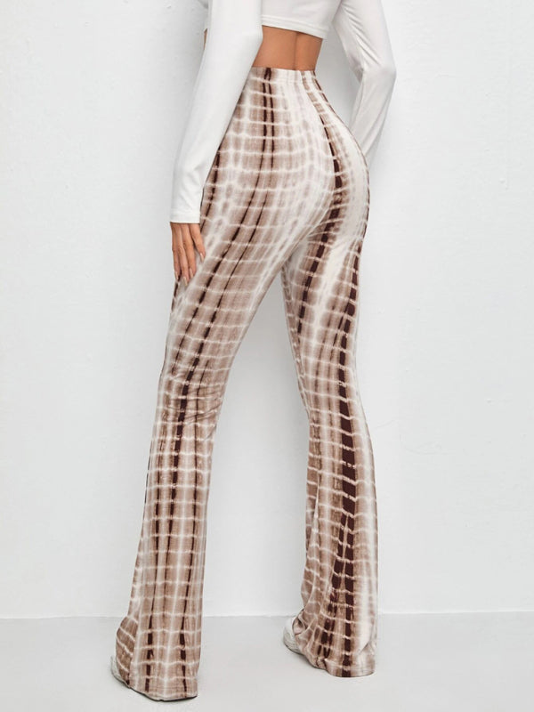 Blue Zone Planet | Printed Slim Hip Lift Stretch Flared Trousers BLUE ZONE PLANET