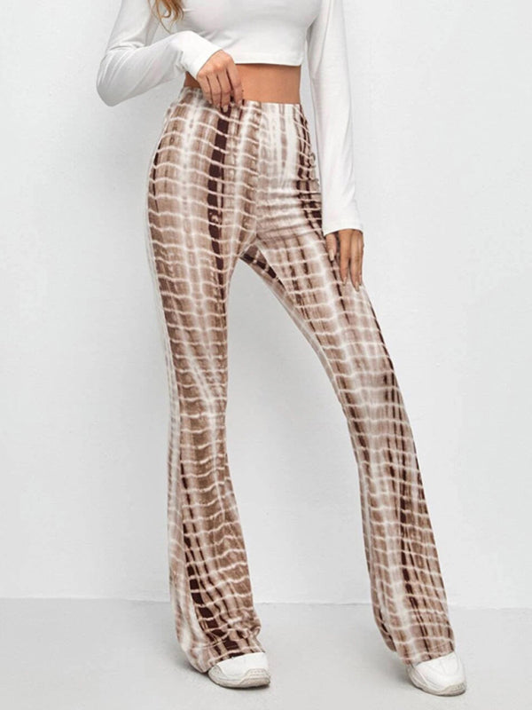 Blue Zone Planet | Printed Slim Hip Lift Stretch Flared Trousers BLUE ZONE PLANET
