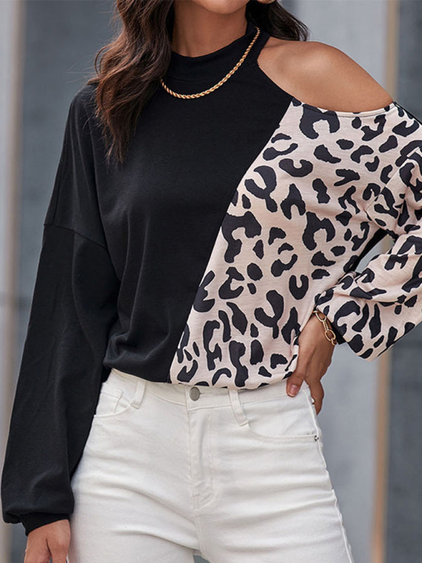 Blue Zone Planet | Long Sleeve Hollow Off Shoulder Bottoming Shirt Half Turtle Neck Top BLUE ZONE PLANET