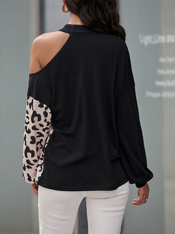 Blue Zone Planet | Long Sleeve Hollow Off Shoulder Bottoming Shirt Half Turtle Neck Top BLUE ZONE PLANET