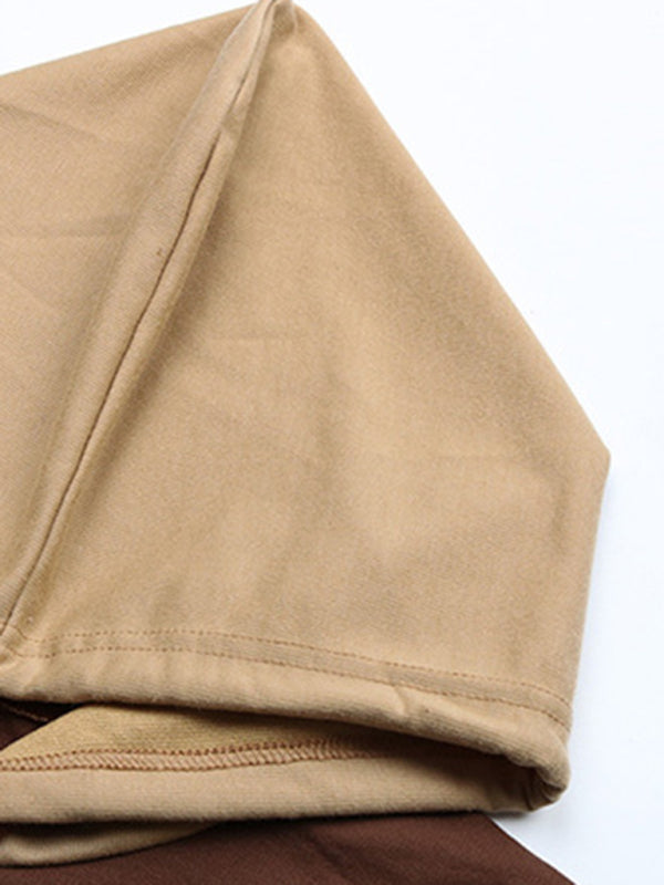 Blue Zone Planet | Color Matching Short Section Navel Hooded Sweatshirt BLUE ZONE PLANET