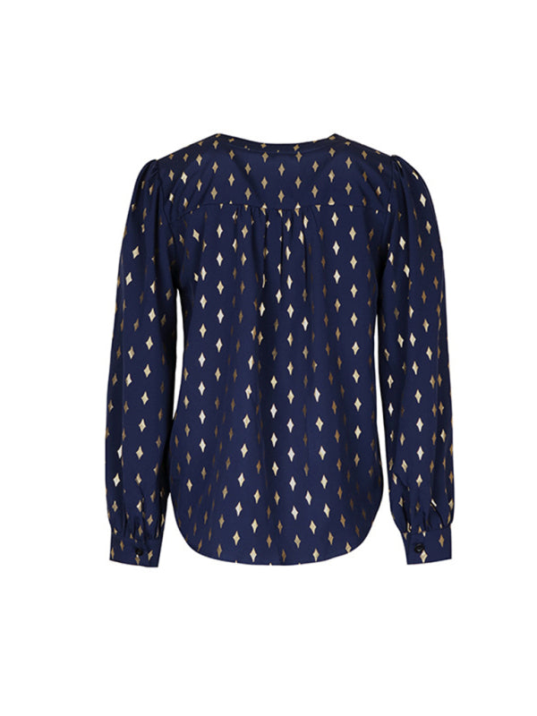 Blue Zone Planet | Long Sleeve Bronzing Blouse BLUE ZONE PLANET