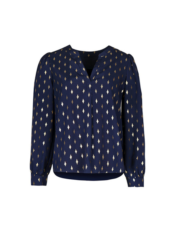 Blue Zone Planet | Long Sleeve Bronzing Blouse BLUE ZONE PLANET